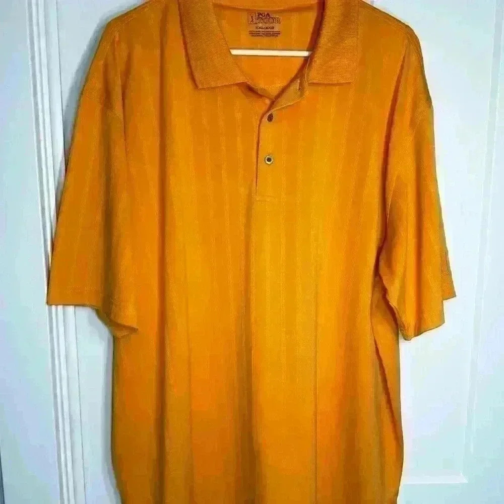 PGA Tour Men's Orange Polo EUC SIze XXL
